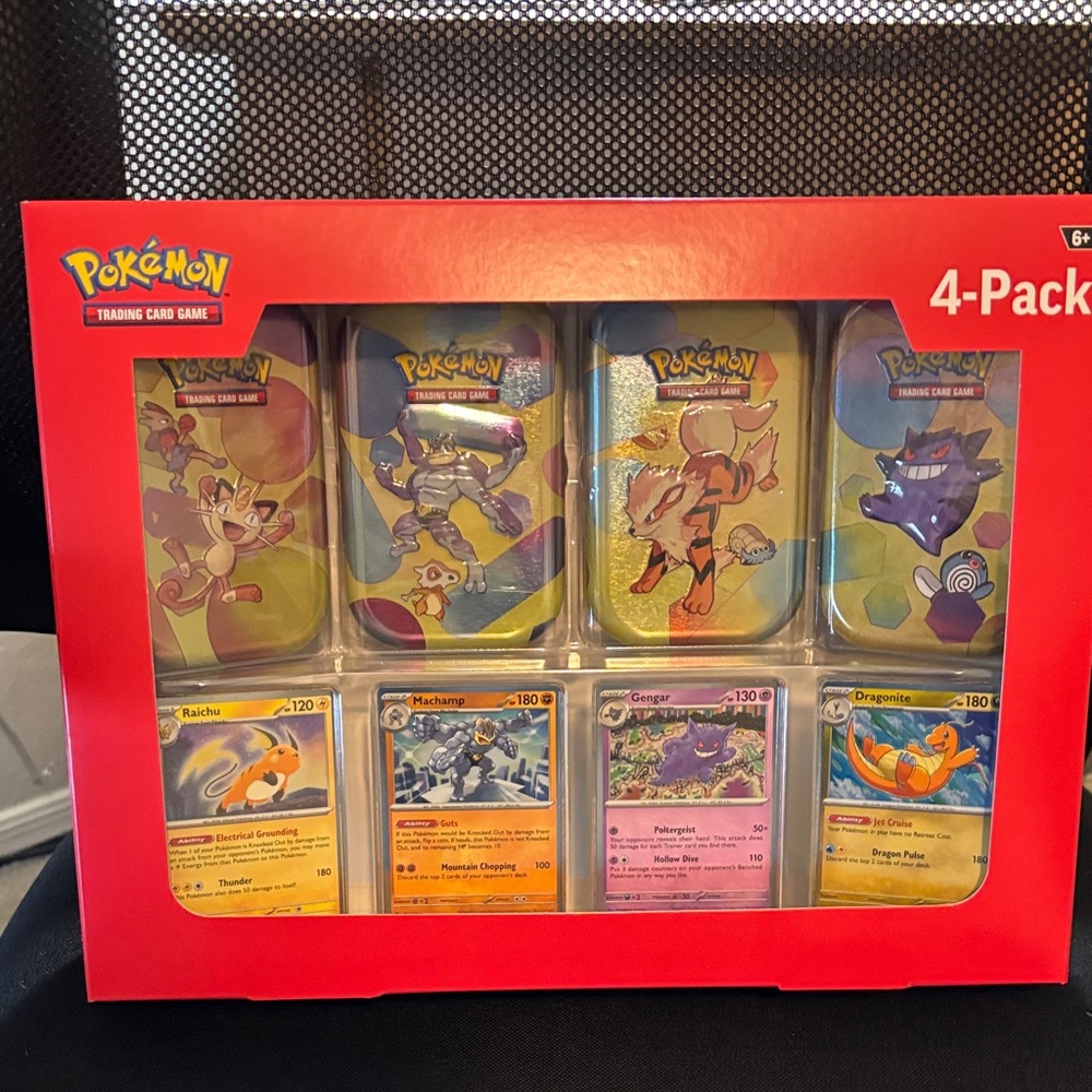Pokemon Trading Card Game 4-Pack with Red Box